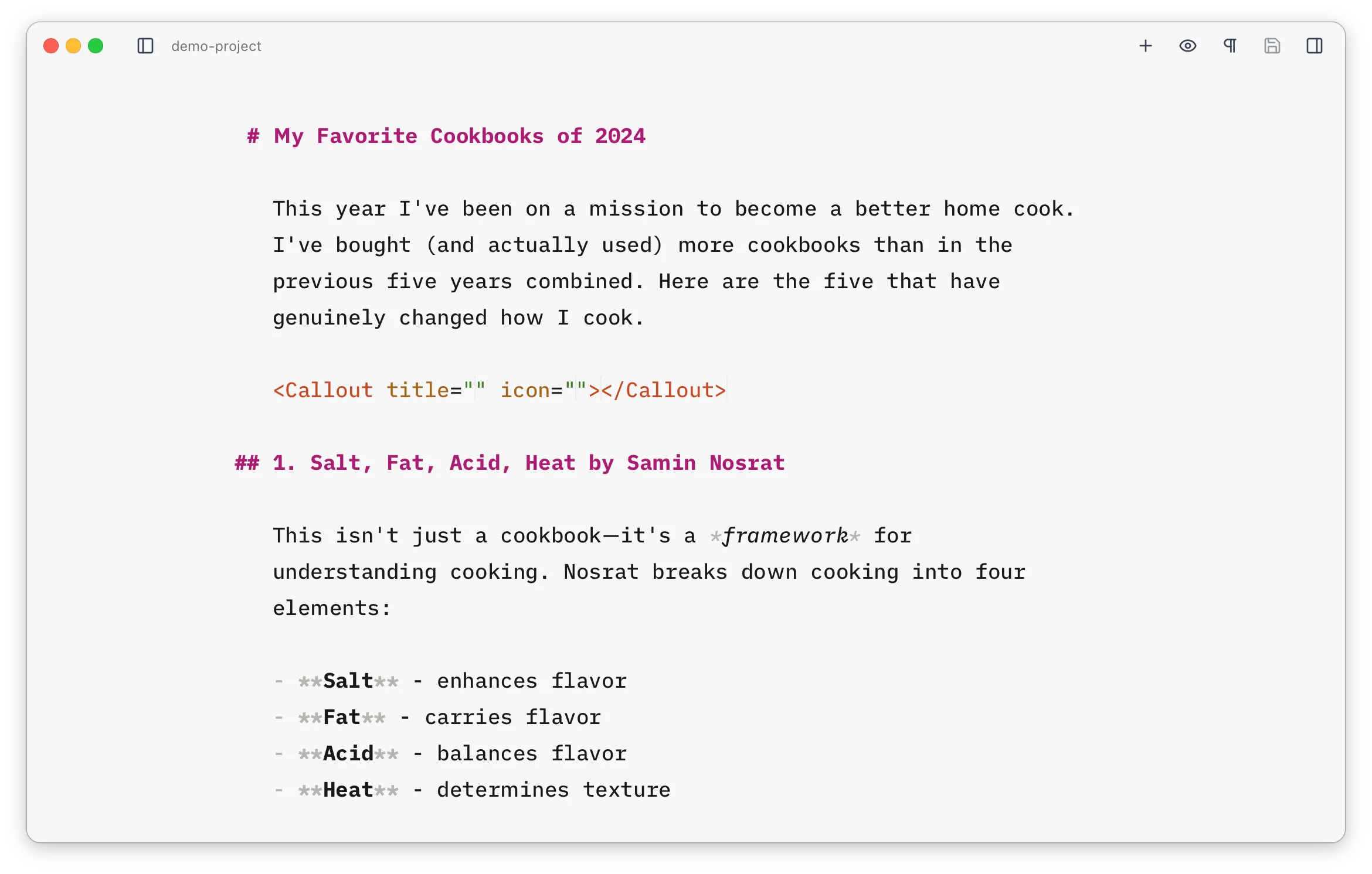Optional props toggled on in the component builder, ready to be inserted