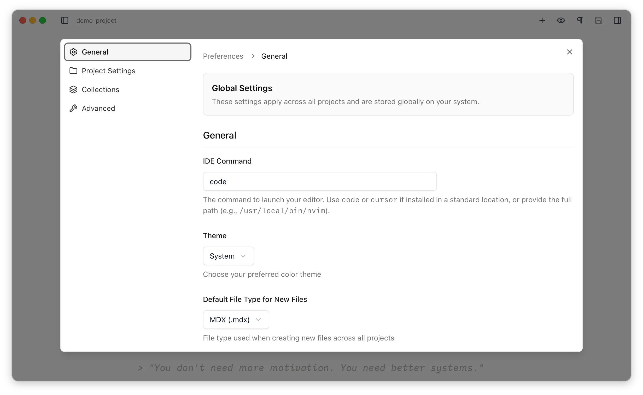 The General preferences pane